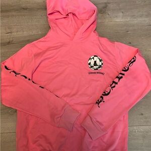 Chrome Hearts Pink Hooded Pullover with White Logo